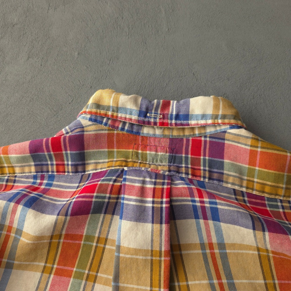 Vintage 1960s Gant Multicolor Plaid Button Down Shirt The Hugger Tapered Body - Picture 9 of 13